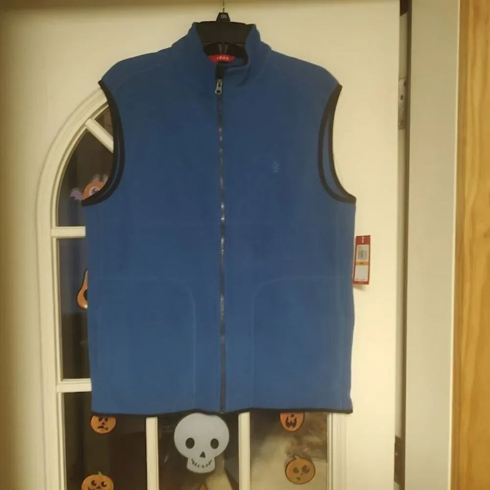 New Izod Dark Blue Polar Fleece Zip Up Vest Size Men's Small